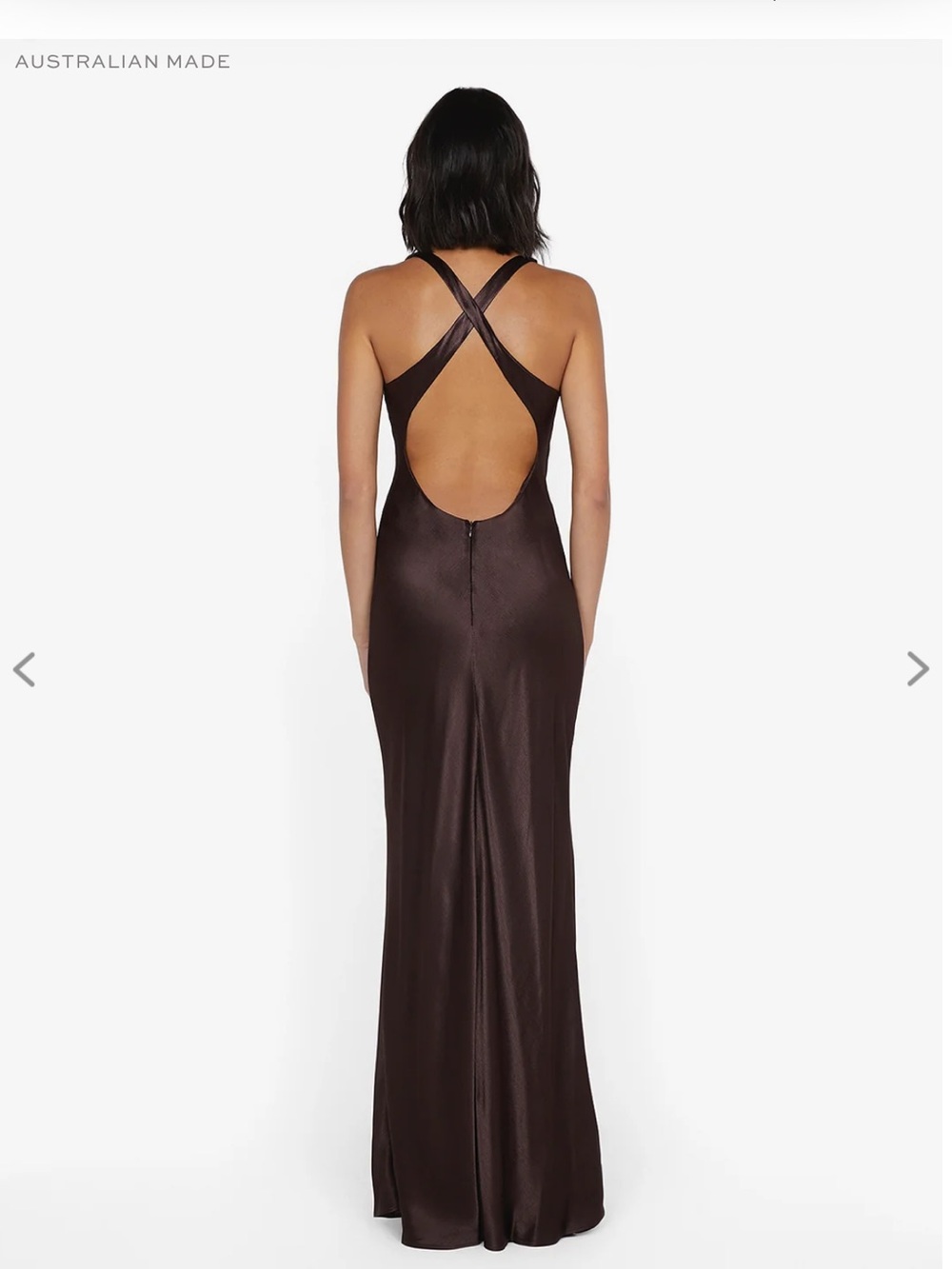 BEC + BRIDGE MAXINA CROSSOVER DRESS … Brown Satin Scoop Neck Maxi Dress - Picture 2 of 4
